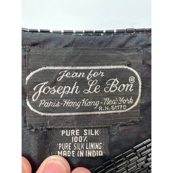 Vintage Jean For Joseph Le Bon Shirt Floral Sequin Beaded Silk Top Blouse Party - Picture 3 of 5